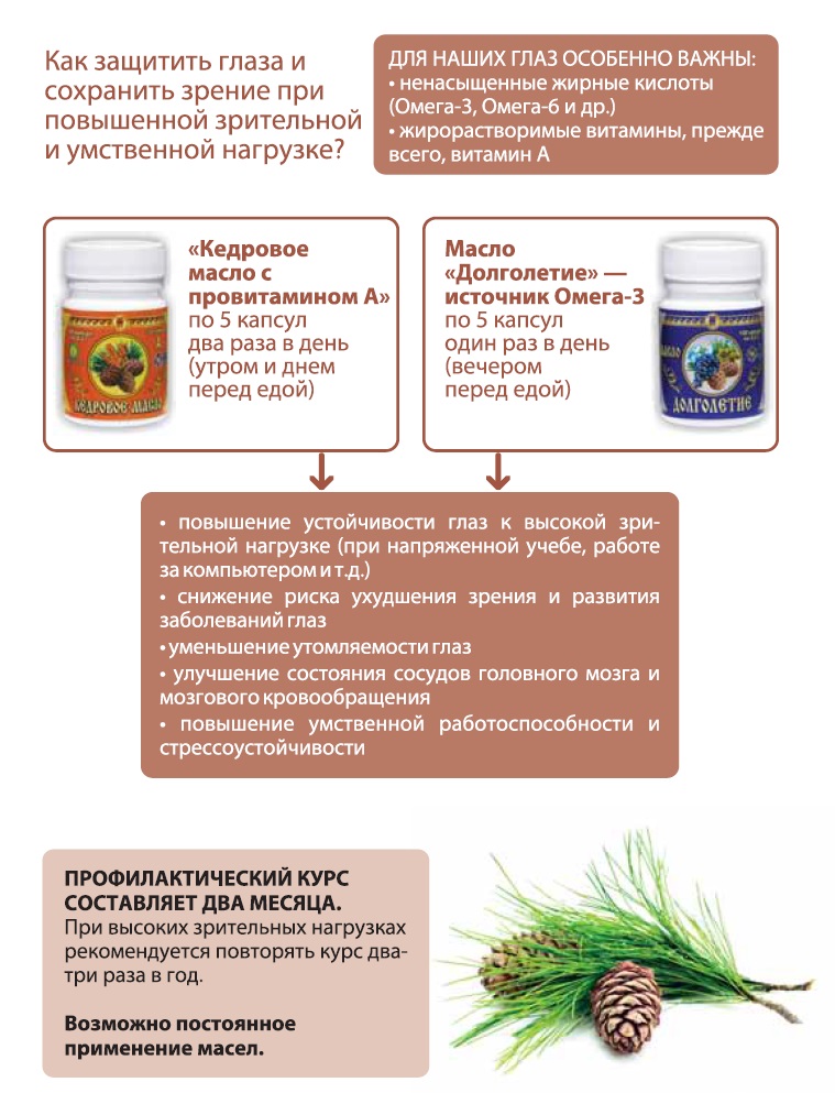Зрение с кедровой продукцией